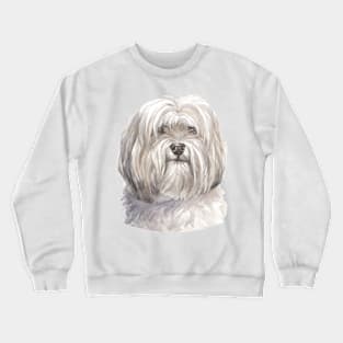 White Havanese Watercolor Art Crewneck Sweatshirt